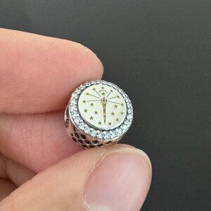 Pandora Indiana Flag Bead Charm Exclusive Travel Pendant S925 Silver